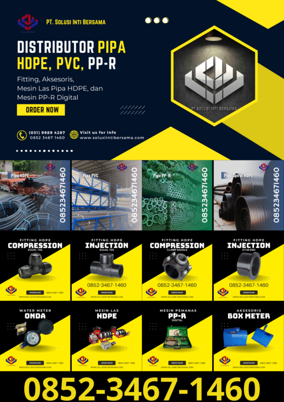 Distributor Jual Pipa HDPE, PVC, PPR, Fitting, Aksesoris, Mesin Las HDPE, Mesin PPR Digital. Harga Termurah